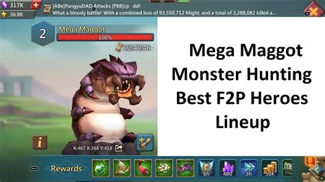 Lords Mobile: Mega Maggot Monster Hunting Best F2P Heroes .